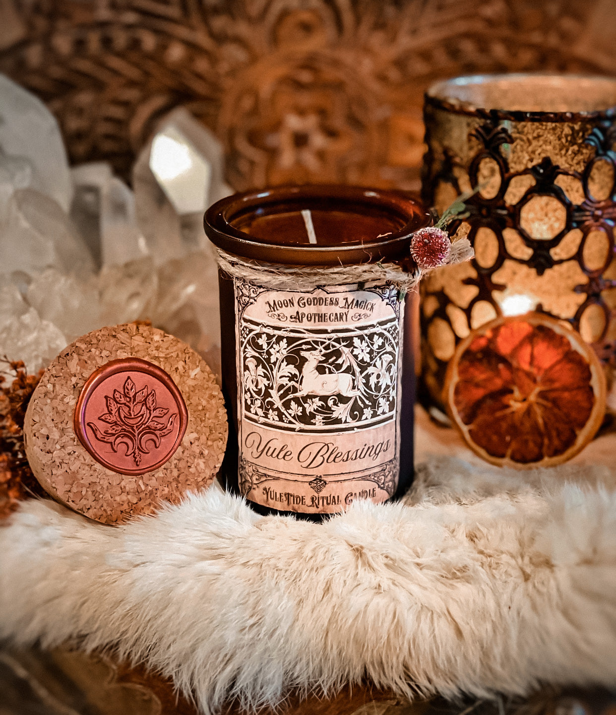 Yule Blessings Candle /// Soy Wax /// All Natural Essential Candle 6oz –  Moon Goddess Magick Apothecary LLC